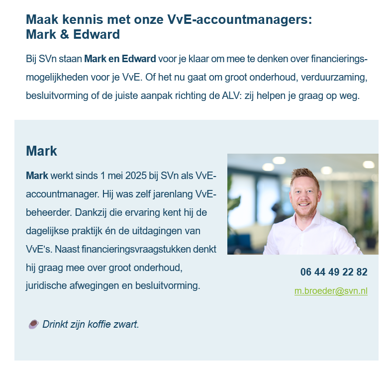 Artikel Voorstelronde Mark Van Den Broeder Accountmanager Vve Bij Svn