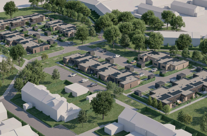 Vogelvlucht Transformatiefaciliteit van meerdere woningen