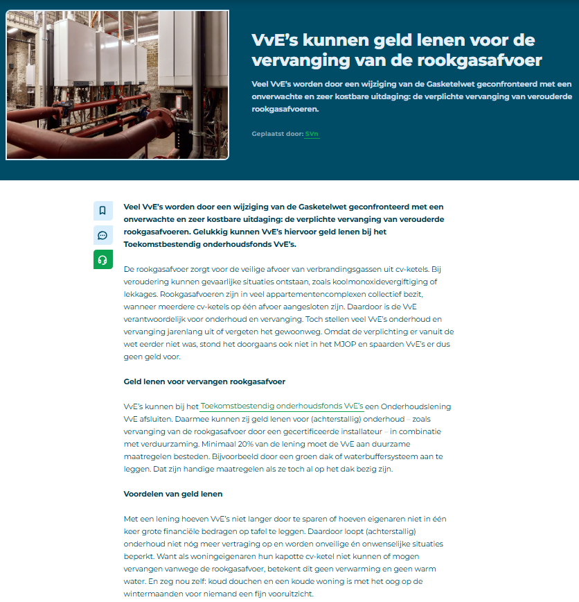 Artikel over Vve Vervanging Rookgasafvoer